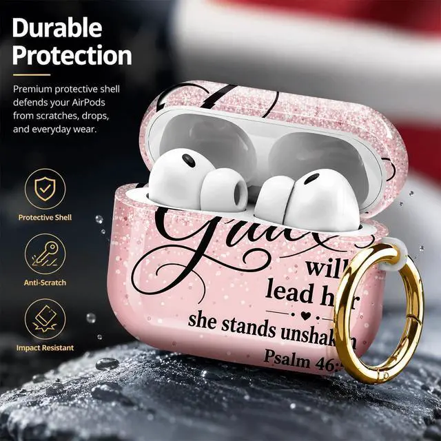 Alt view image 4 of 7 - Compatiable with AirPod Pro 3 Trendy Case with Keychain Shockproof and Full Coverage, Unique Pattern Design for 3rd Gen Airpod Pro(Pink Sparkle)