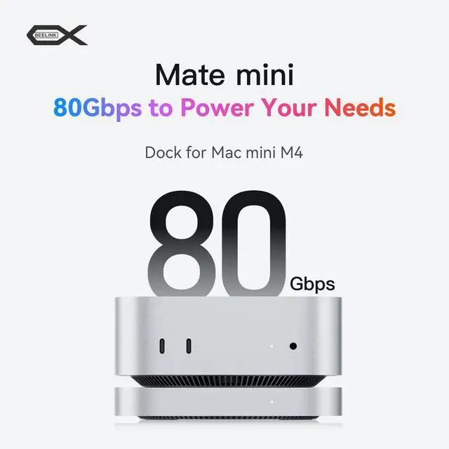 Alt view image 2 of 6 - 80Gbps Thunderbolt 5 Mac mini M4 Dock & Stand with M.2 PCIe SSD 8TB Storage Expansion, 2 USB A 5Gbps, SD4.0 Card Reader for Mac mini M4/ M4 Pro