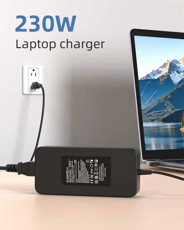 Alt view image 2 of 7 - 230W Stealth Charger Compatible with MSI GS65, GS66 and More, Including Chicony A17-230P1A, A12-230P1A for Creator 15, 17 Stealth Gaming Laptops, Power Adapter Supply Cord