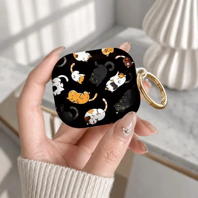 Alt view image 7 of 7 - Compatible with Airpod 4 Case,TPU Cute Pattern Protective, Shockproof Anti Scratch Case with Keychain Ring, Supports Wireless Charging(Cute Cats Playing)