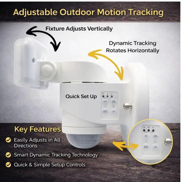 Alt view image 4 of 7 - Wired Motion Security Light with Dynamic Tracking Technology, 2000 Lumens LED, 240° Sensor, White, 50 ft Range
