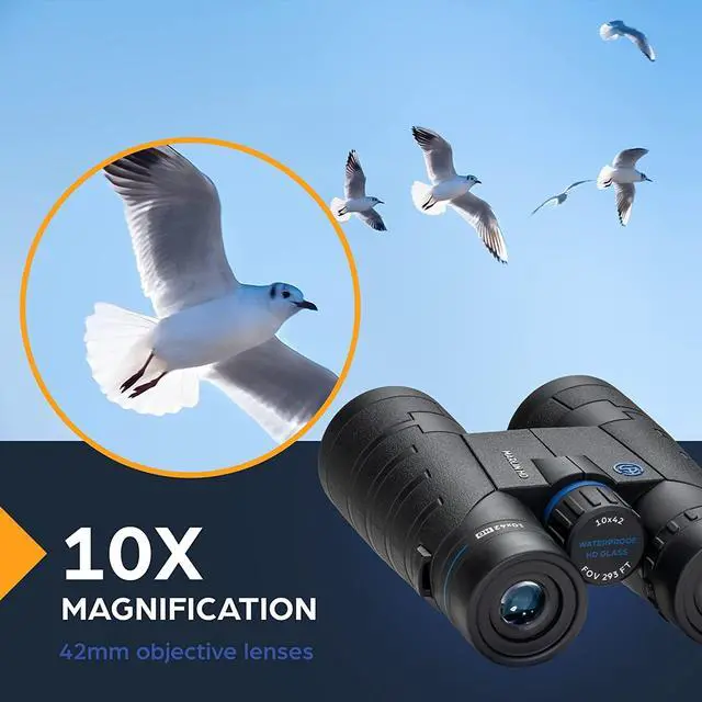 Alt view image 5 of 6 - TSO Marlin HD 10x42 Bird Watching Binoculars for Adults, HD Glass, Multi-Coated Optics, Long Eye Relief, Waterproof, Fogproof & Fully Sealed Binoculars for Wildlife Viewing, Hunting, Hiking & Travel