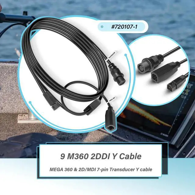 Alt view image 2 of 7 - 720107-1 9 M360 2DDI Y - MEGA 360 & 2D/MDI 7-pin Transducer Adapter Cable Y Cable Compatible with MEGA 360 and Helix 8/9/ 10/12/ 15 Fishfinder