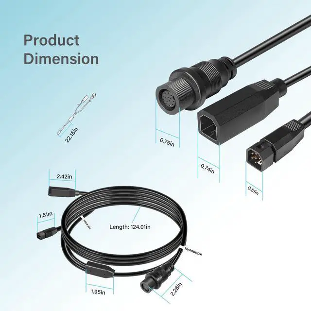 Alt view image 7 of 7 - 720107-1 9 M360 2DDI Y - MEGA 360 & 2D/MDI 7-pin Transducer Adapter Cable Y Cable Compatible with MEGA 360 and Helix 8/9/ 10/12/ 15 Fishfinder