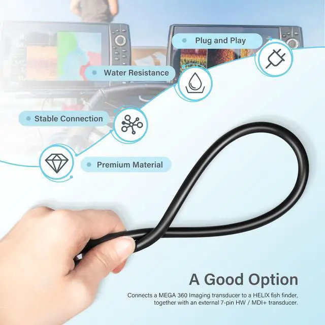 Alt view image 5 of 7 - 720107-1 9 M360 2DDI Y - MEGA 360 & 2D/MDI 7-pin Transducer Adapter Cable Y Cable Compatible with MEGA 360 and Helix 8/9/ 10/12/ 15 Fishfinder
