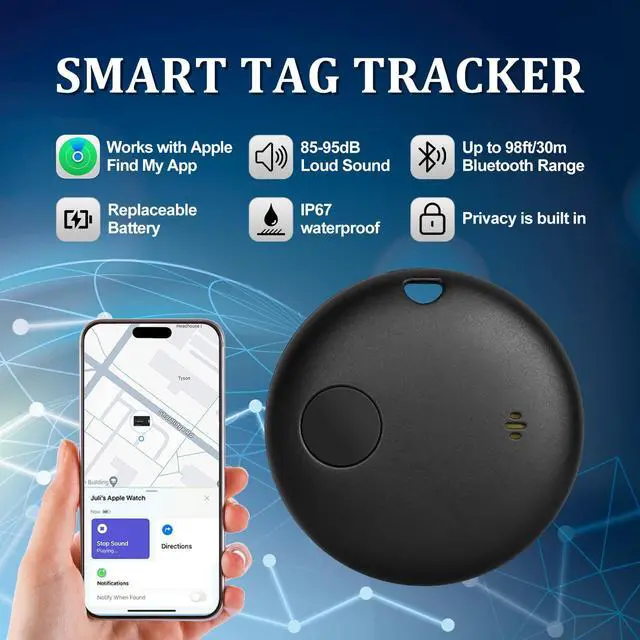 Alt view image 2 of 6 - Smart tag-4 Pack Bluetooth Tracker Work with Apple Find My (iOS Only).Item Finder for Keys, Wallet,Backpack, Luggage (4P Black)