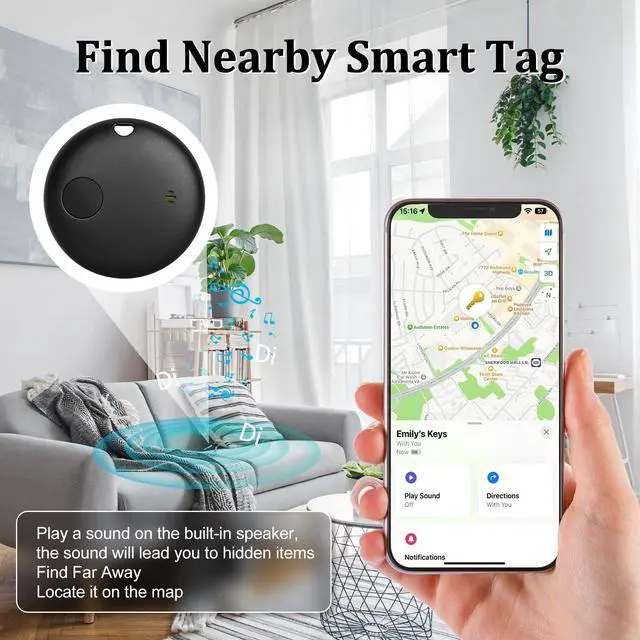Alt view image 3 of 6 - Smart tag-4 Pack Bluetooth Tracker Work with Apple Find My (iOS Only).Item Finder for Keys, Wallet,Backpack, Luggage (4P Black)