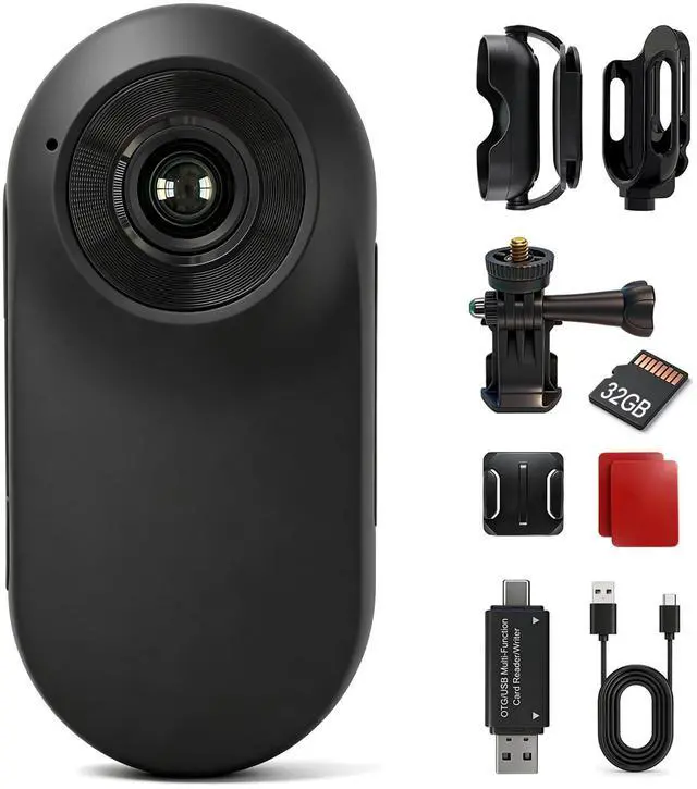 Main image of Mini Body Camera with 32GB, 26g Wearable Magnetic Body Cam, Black | 1" Screen,16GB Memory Card,Wearable,Thumb-size,Action Cam,POV,Hiking,Sports,Running,Walking,Vlogging