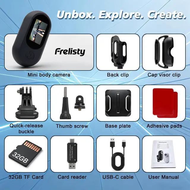 Alt view image 4 of 6 - Mini Body Camera with 32GB, 26g Wearable Magnetic Body Cam, Black | 1" Screen,16GB Memory Card,Wearable,Thumb-size,Action Cam,POV,Hiking,Sports,Running,Walking,Vlogging