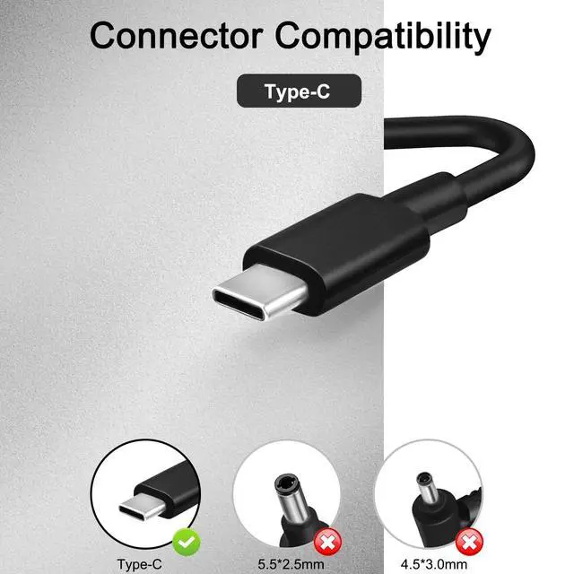 Alt view image 2 of 6 - 100W USB Type C Charger Compatible with Dell xps 14 16 da14260 da16260 Pro Max 14 16 MC16255 MC14255 MC14250 MC16250 Pro 16 14 13 Plus d HA100PM240 DA100PM230 Adapter