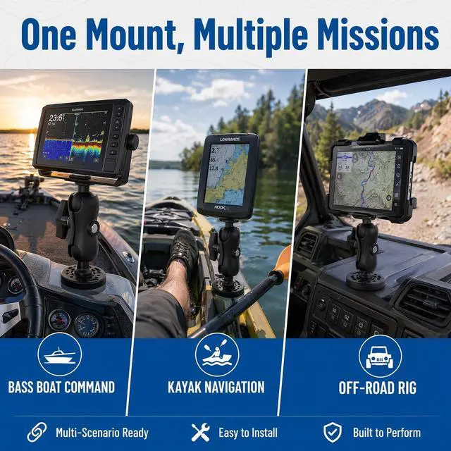 Alt view image 3 of 6 - Fish Finder Mount Fish Finder Bracket Holder Rack for Boat Canoe Kayak Fishing Accessories (Black)