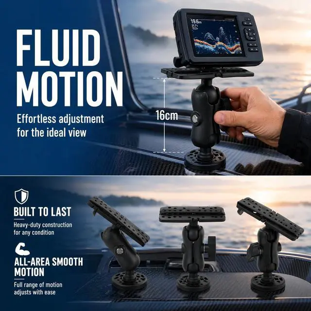 Alt view image 4 of 6 - Fish Finder Mount Fish Finder Bracket Holder Rack for Boat Canoe Kayak Fishing Accessories (Black)