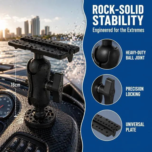 Alt view image 6 of 6 - Fish Finder Mount Fish Finder Bracket Holder Rack for Boat Canoe Kayak Fishing Accessories (Black)