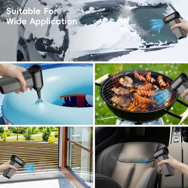 Alt view image 6 of 7 - Electric Compressed Air Duster, Handheld Cordless 2 in 1 Air Blower and Vacuum, 130000RPM Electirc Turbo Jet Blower, Stepless Speed Motor, Type-C Fast Charge for Computer, Keyboard, Car, Pet House
