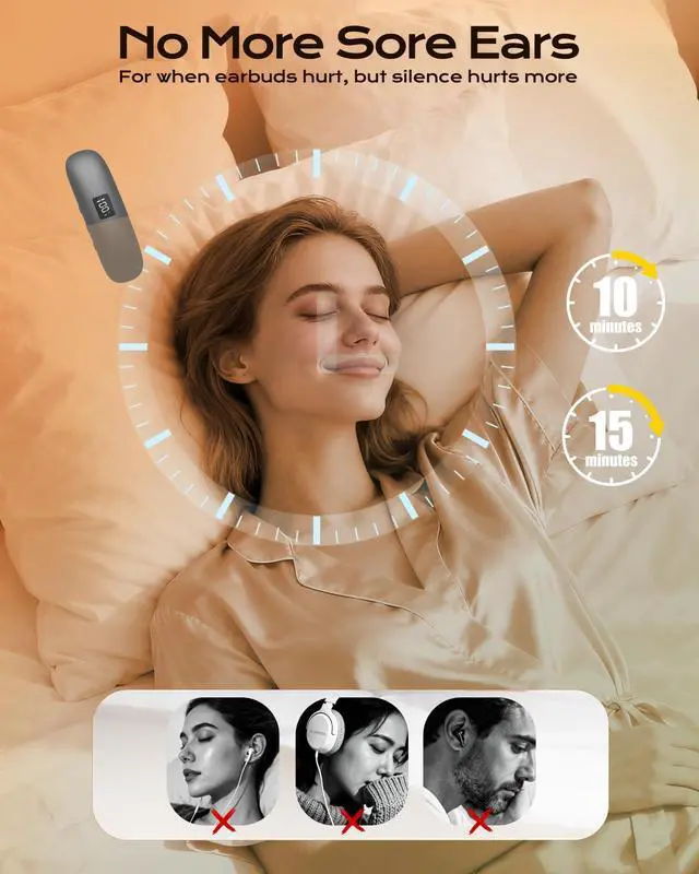 Alt view image 4 of 6 - Bone Conduction Under Pillow Speaker, Bluetooth 5.3 Sleep Device | Ultra-Thin Mini Sleep Speaker with LED Display TF Card Auto-Off Timer, Private Listening at Bedside for Side & Light Sleepers