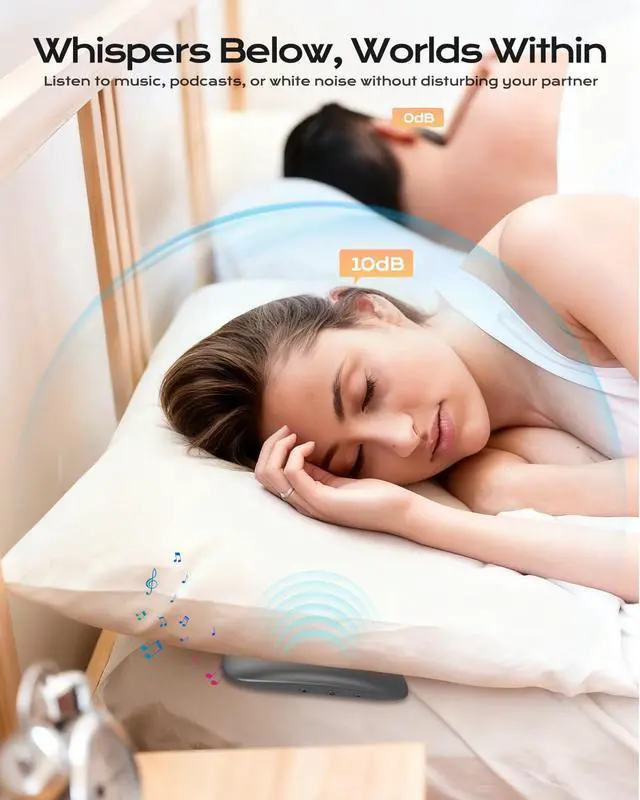 Alt view image 6 of 6 - Bone Conduction Under Pillow Speaker, Bluetooth 5.3 Sleep Device | Ultra-Thin Mini Sleep Speaker with LED Display TF Card Auto-Off Timer, Private Listening at Bedside for Side & Light Sleepers