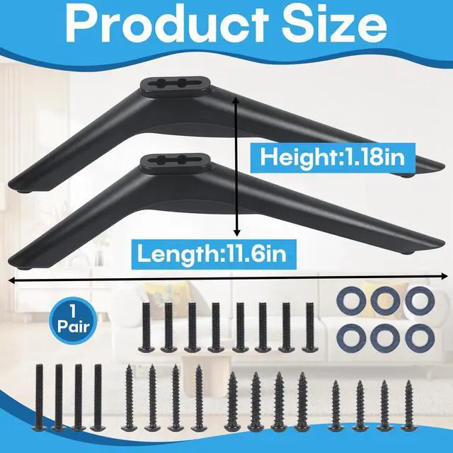 Alt view image 2 of 7 - 1Pair Replacement TV Feet Compatible with 32-80 Inches Samsung | Compatible with TCL Smart TV,Compatible with Roku,Compatible with LG & Hisense & Vizio Tabletop TV Stand Legs,Screws Included