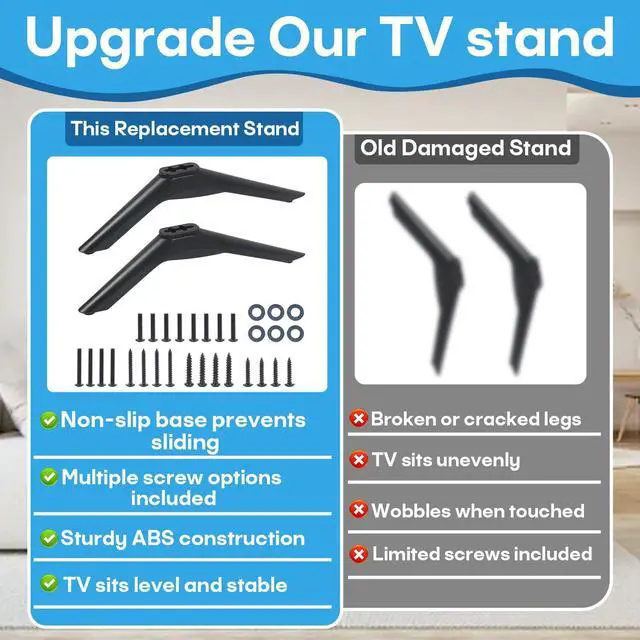 Alt view image 7 of 7 - 1Pair Replacement TV Feet Compatible with 32-80 Inches Samsung | Compatible with TCL Smart TV,Compatible with Roku,Compatible with LG & Hisense & Vizio Tabletop TV Stand Legs,Screws Included