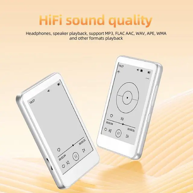 Alt view image 2 of 7 - MP3 Player with 2.7in Ink Screen, Type C Charging, HiFi Sound BT 5.0 Electronic Book Music Player for Home Outdoor Travel, Eye Caring Design, Built in 400mAh Battery
