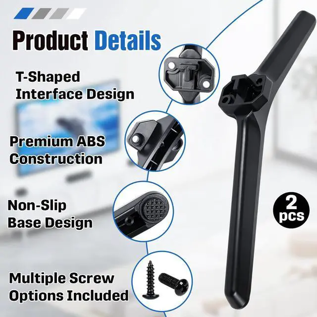 Alt view image 4 of 7 - T-Shaped Interface TV Legs Compatible with Hisense 50'' 55'' 65'' LED TV | Compatible with Hisense Tv Legs Replacement, Compatible with 50H55E 55A56K 55A51N 65E5K,Screws Included