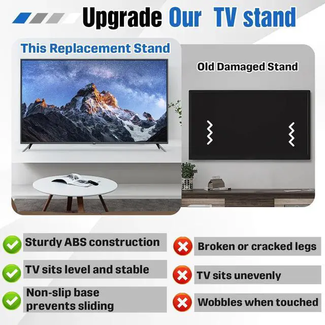 Alt view image 7 of 7 - T-Shaped Interface TV Legs Compatible with Hisense 50'' 55'' 65'' LED TV | Compatible with Hisense Tv Legs Replacement, Compatible with 50H55E 55A56K 55A51N 65E5K,Screws Included