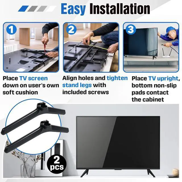 Alt view image 5 of 7 - T-Shaped Interface TV Legs Compatible with Hisense 50'' 55'' 65'' LED TV | Compatible with Hisense Tv Legs Replacement, Compatible with 50H55E 55A56K 55A51N 65E5K,Screws Included