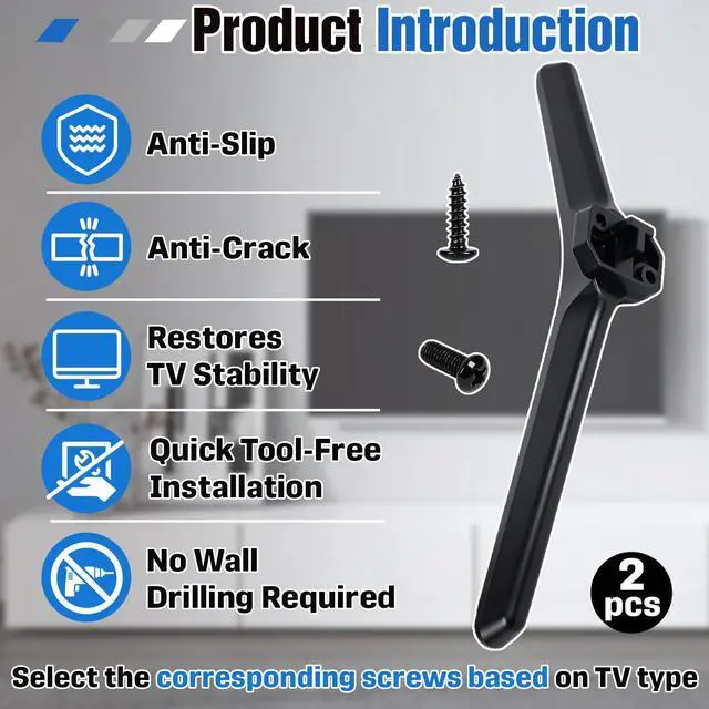 Alt view image 3 of 7 - T-Shaped Interface TV Legs Compatible with Hisense 50'' 55'' 65'' LED TV | Compatible with Hisense Tv Legs Replacement, Compatible with 50H55E 55A56K 55A51N 65E5K,Screws Included