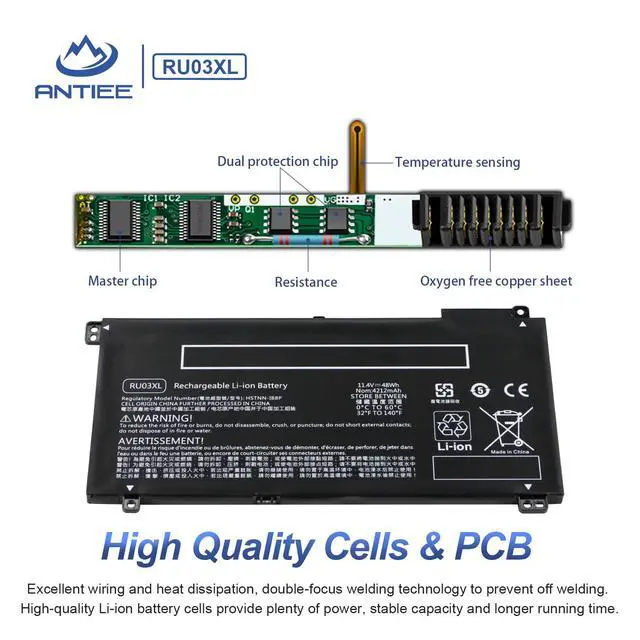 Alt view image 3 of 7 - RU03XL Laptop Battery for HP Probook X360 11 G3 G4 G5 G6 440 G1 Series | L12791-855 HSTNN-LB8K HSTNN-UB7P L12717-171 L12717-1C1 L12717-421 L12717-541 L12791-855 HSTNN-IB8P 11.4V 48Wh 4212mAh