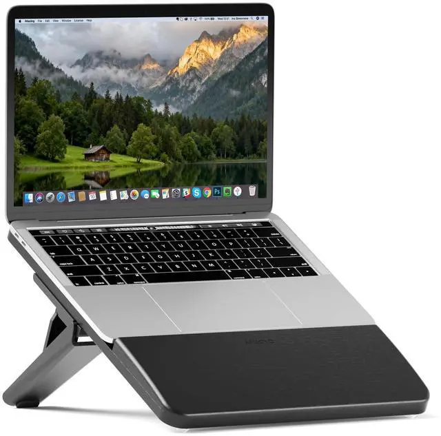 Main image of Adjustable Bamboo Laptop Stand,Portable Computer Riser,Ergonomic Notebook Mount with Wrist Rest,Compatible with 9.8-15'' All Laptops,MacBook Air Pro/HP/Dell/Lenovo,Black