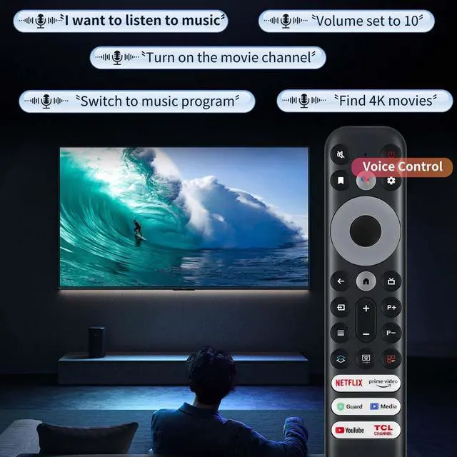 Alt view image 2 of 7 - Replacement Remote Control Only for TCL Google TV QM6K/QM7K/QM8K/Q5/Q6/Q65/Q7/QM7/QM8/S3/S4/S5/NXTVISION Series 4K UHD HDR LED QLED QD-Mini LED Full-HD Smart TVs RC902