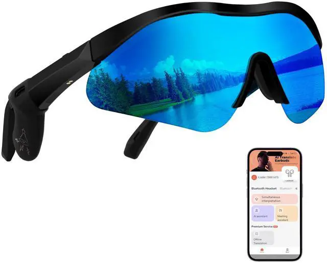 Main image of AI Smart Sports Sunglasses: Bluetooth 5.4 Translation UV400 Driving Fishing | 160+ Language Translation, Open-Ear Audio, HD Calls, Siri Control, Wireless Music for Cycling, Hiking, Running, Outdoors
