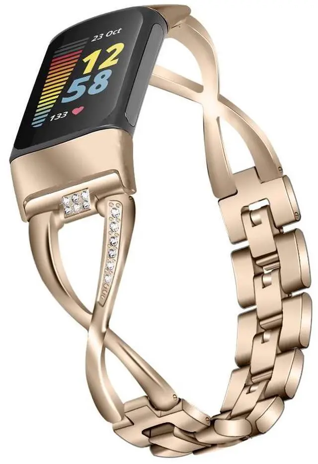 Main image of Fit for Fitbit Charge 6 Bands for Women Men, Dressy Metal Bling Replacement Band Straps Wristbands Bracelet for Fitbit Charge 6 Fitness Tracker