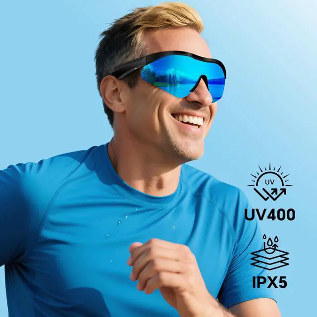 Alt view image 6 of 6 - AI Smart Sports Sunglasses: Bluetooth 5.4 Translation UV400 Driving Fishing | 160+ Language Translation, Open-Ear Audio, HD Calls, Siri Control, Wireless Music for Cycling, Hiking, Running, Outdoors