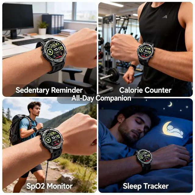 Alt view image 2 of 6 - Smart Watch for Men with 7-Day Battery and Built-in GPS, 1.46" Round Fitness Watch, Heart Rate/SpO2/Sleep Monitor, IP68 Waterproof, Compatible with Android iOS (Color Blocking)