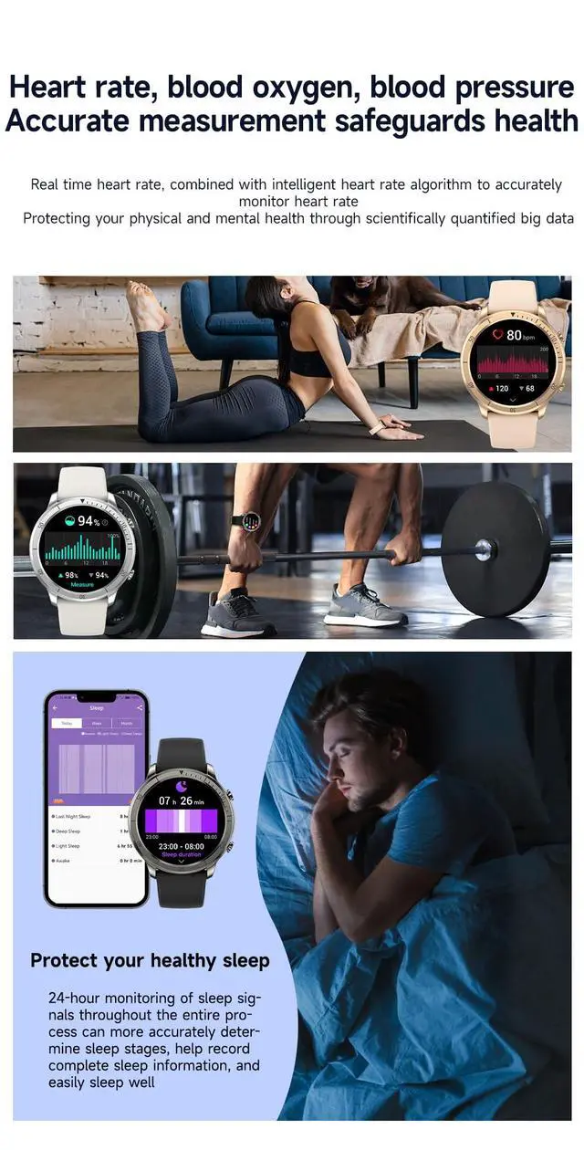 Alt view image 2 of 6 - Smart Watch for Men Women (Answer/Make Calls), 1.46" IPS HD Screen, Fitness Tracker, 100+ Sport Modes, Blood Oxygen/Sleep/Heart Rate Monitor, IP67 Waterproof for Android iOS, Champagne Gold