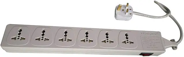 Main image of WES4-D107 Universal Power Strip 6-Outlet Surge Protector, 110V - 220V/250V