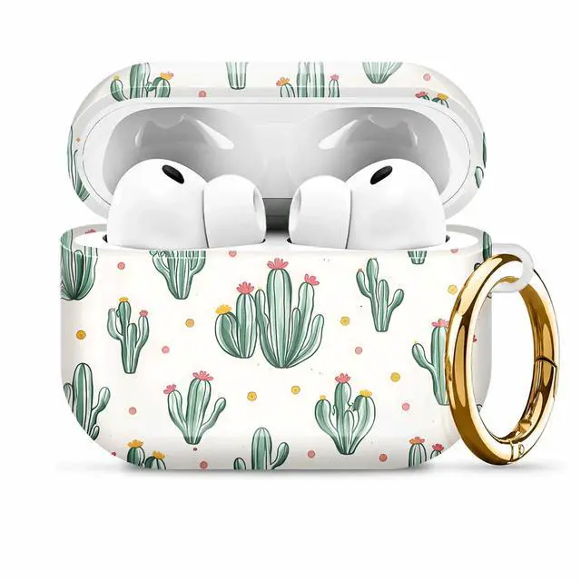 Main image of Compatiable with AirPod Pro 3 Trendy Case with Keychain Shockproof and Full Coverage, Unique Pattern Design for 3rd Gen Airpod Pro(Cactus Pink Yellow Dots)