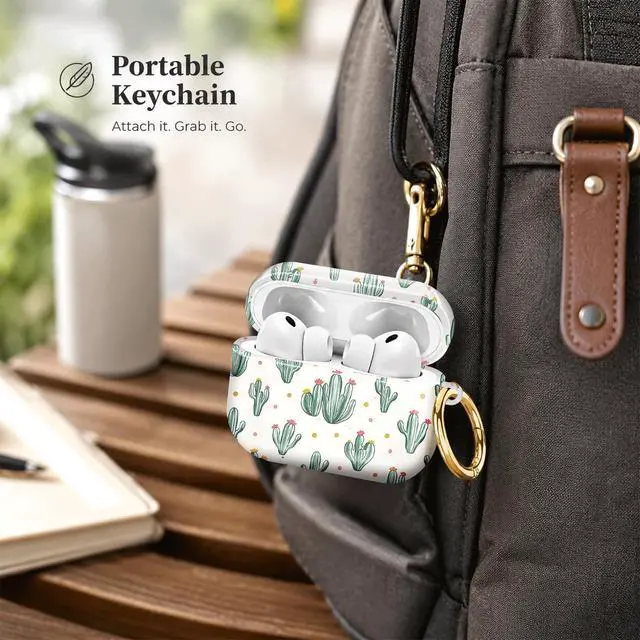 Alt view image 5 of 7 - Compatiable with AirPod Pro 3 Trendy Case with Keychain Shockproof and Full Coverage, Unique Pattern Design for 3rd Gen Airpod Pro(Cactus Pink Yellow Dots)