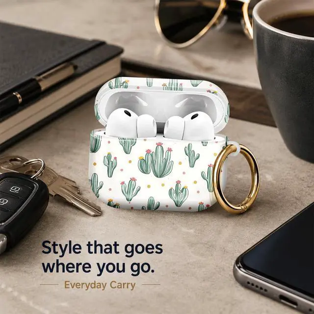 Alt view image 7 of 7 - Compatiable with AirPod Pro 3 Trendy Case with Keychain Shockproof and Full Coverage, Unique Pattern Design for 3rd Gen Airpod Pro(Cactus Pink Yellow Dots)