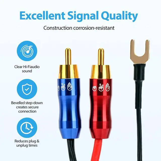 Alt view image 3 of 4 - FO-I RCA Cable with Ground Wire, Dual RCA Stereo Interconnect Cable - 1.5M (4.92ft)