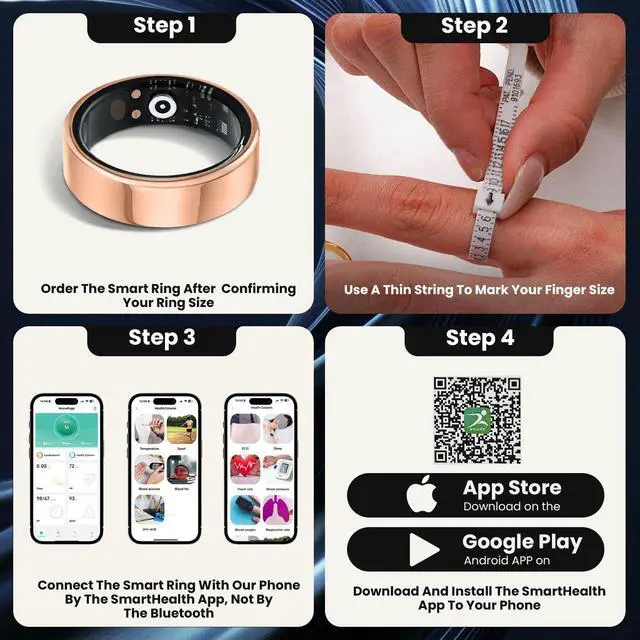 Main image of Smart Ring for Men and Women, Waterproof Fitness Ring Health Tracker, Heart Rate, Stress, Oxygen Monitor, Sleep Steps Calories Tracker, Activity Ring Compatible with iPhone and Android(13#)