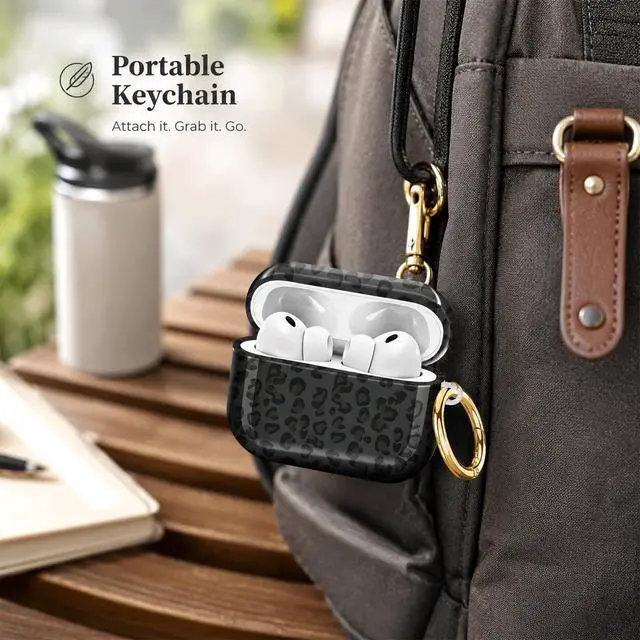 Alt view image 5 of 7 - Compatiable with AirPod Pro 3 Trendy Case with Keychain Shockproof and Full Coverage, Unique Pattern Design for 3rd Gen Airpod Pro(Black Leopard)
