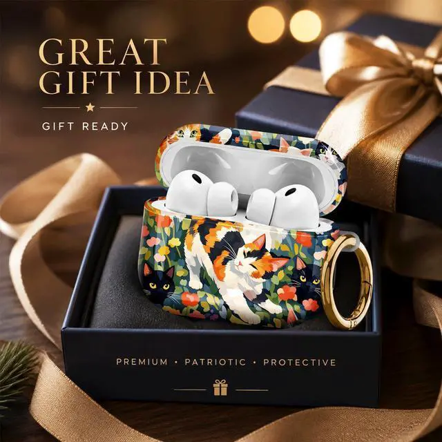 Alt view image 6 of 7 - Compatiable with AirPod Pro 3 Trendy Case with Keychain Shockproof and Full Coverage, Unique Pattern Design for 3rd Gen Airpod Pro(Cats Flowers Garden Art)