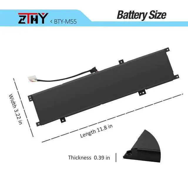 Alt view image 7 of 7 - BTY-M55 Laptop Battery Compatible with MSI Pulse GL66 GL76 12UGK 12UGKV | 12UGSZK Katana GF66 11UG Alpha 15 17 B5EEK A3DDK A4DEK Pulse 15 B13VFK B13VGK Crosshair 17 B12UGZ B12UGSZ Sword 15 A11UG 90Wh