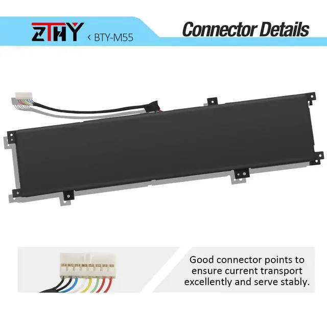 Alt view image 4 of 7 - BTY-M55 Laptop Battery Compatible with MSI Pulse GL66 GL76 12UGK 12UGKV | 12UGSZK Katana GF66 11UG Alpha 15 17 B5EEK A3DDK A4DEK Pulse 15 B13VFK B13VGK Crosshair 17 B12UGZ B12UGSZ Sword 15 A11UG 90Wh