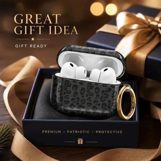 Alt view image 6 of 7 - Compatiable with AirPod Pro 3 Trendy Case with Keychain Shockproof and Full Coverage, Unique Pattern Design for 3rd Gen Airpod Pro(Black Leopard)