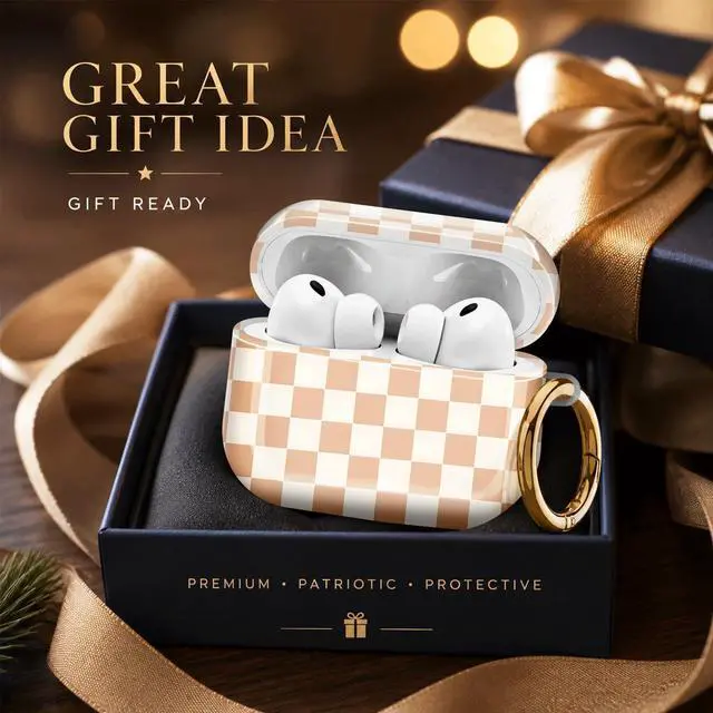 Alt view image 6 of 7 - Compatiable with AirPod Pro 3 Trendy Case with Keychain Shockproof and Full Coverage, Unique Pattern Design for 3rd Gen Airpod Pro(Beige White Squares)