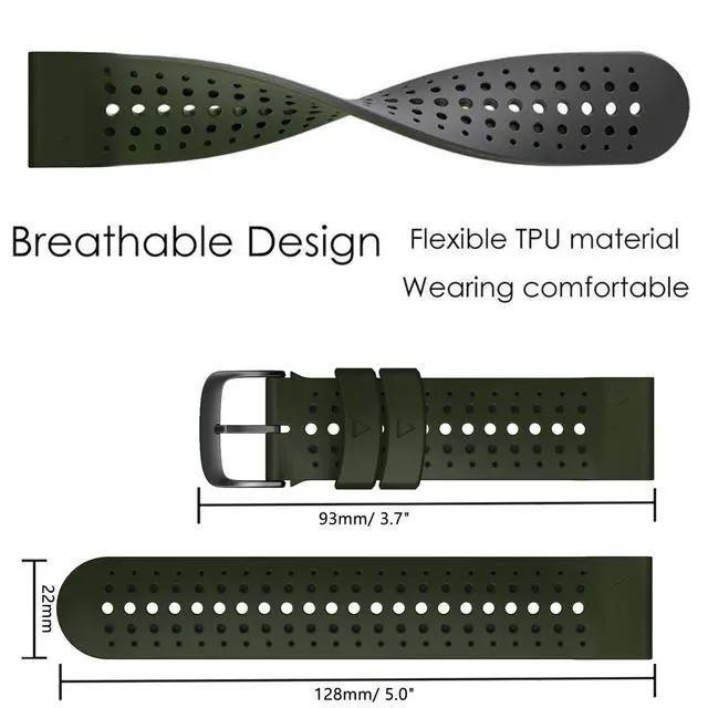 Alt view image 5 of 7 - Silicone Quick Fit 22mm Watch Bands for Garmin Instinct 3 45mm / Fenix 8 47mm / Fenix 7/6/ 5, Soft Sport Skin-Friendly Waterproof Wristband Strap for epix Pro/Approach S70 (47mm)