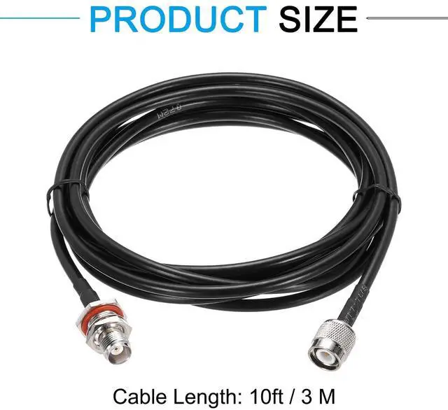 Alt view image 2 of 5 - 10ft/3M RG58 TNC Coaxial Cable, 50 Ohm, Low Loss, Suitable for CB Radio, GPS Antenna, Wi-Fi Radios, RF Device