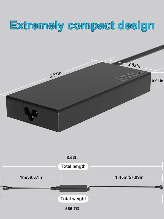 Alt view image 4 of 7 - 200W 4.5mm Tip AC Charger Compatible with Asus Vivobook Pro 15 16 14 16X 14X Q543 Q533 N6506 M6500 K6502 N7401 Zenbook Pro/Flip/Duo 14 15 17 UX8402 UM6702 Laptop (Work for 180W 150W 120W)